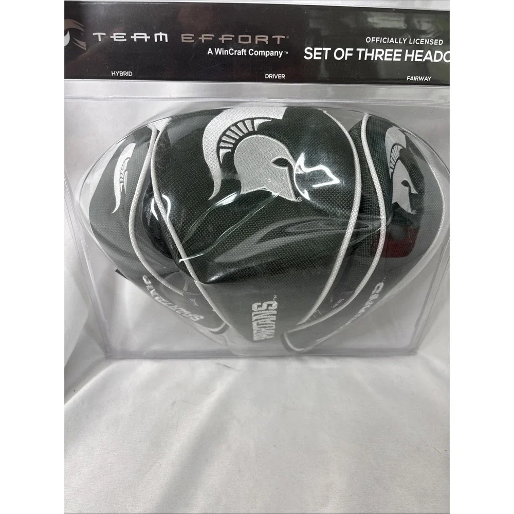 Team Effort Michigan State MSU 3pc Golf Headcovers Driver/Fairway/Hybrid Green